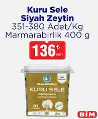 MARMARABİRLİK KURU SELE SİYAH ZEYTİN 400 G fiyat ve kampanya bilgisi